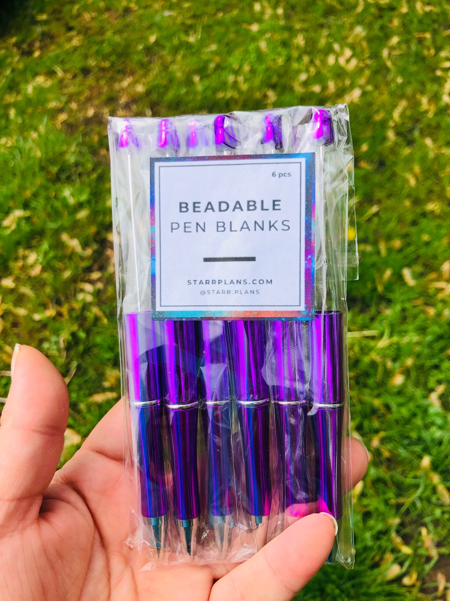 Beadable Plastic Pen Blanks - Purple Metallic Amethyst - 6 Pieces