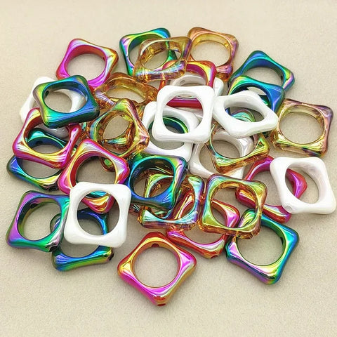 Acrylic Shiny Diamond Frame for Beads & Fidget Spinner 28x30mm - 10 pieces
