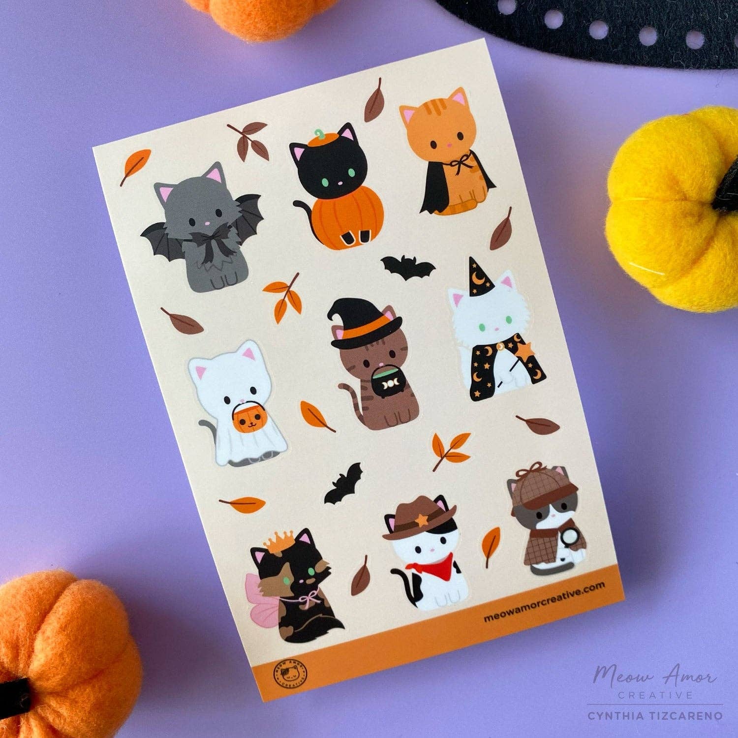 Cat Halloween Parade Vinyl Sticker Sheet