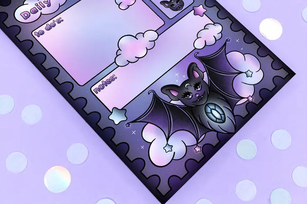 Magical Night Daily Planner Notepad Bat Witchy Fantasy