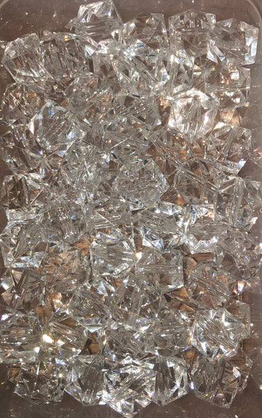 Clear Crystal Multifaceted Cube || Chunky Bubblegum Beads || 12mm 20mm || Packs of 10 pieces