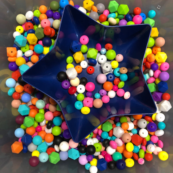 Mixed Size Silicone Bead Mix - Various Colors & Styles - Randomly Chosen