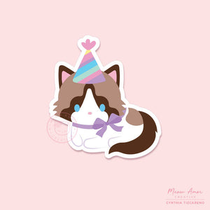 Party Ragdoll Cat Vinyl Sticker