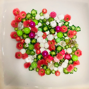 Bead Soup - Tropical Strawberry Limeade  || 3mm+ Large Hole || Bead Mixes || Acrylic