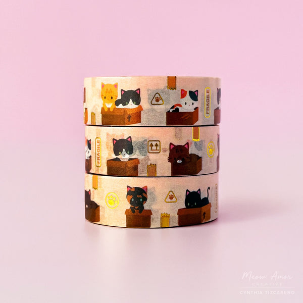 Box Cats Gold Foil Washi Tape