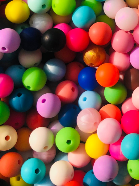 15mm Round Silicone Bead - Various Colors - Randomly Chosen