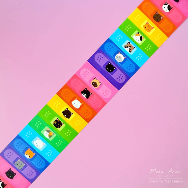 Rainbow Bandage Cats Vinyl Sticker Roll Washi Tape