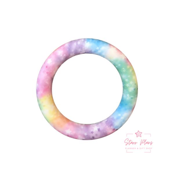 65mm Silicone Rings - Rainbow Stars