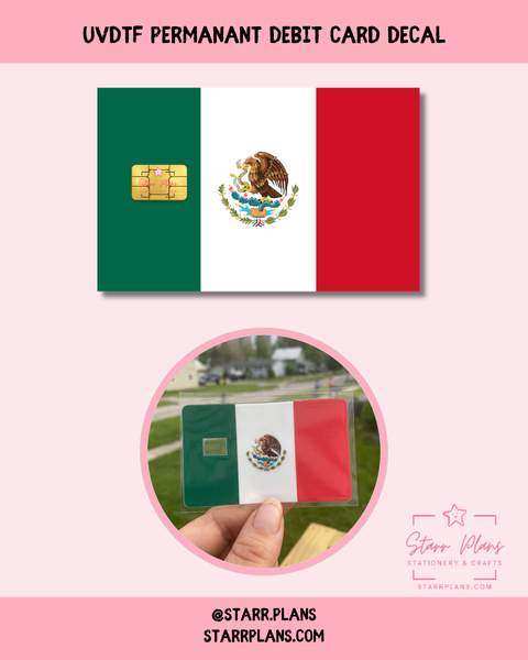 UVDTF Permanent Debit Card Decal - Mexico Flag
