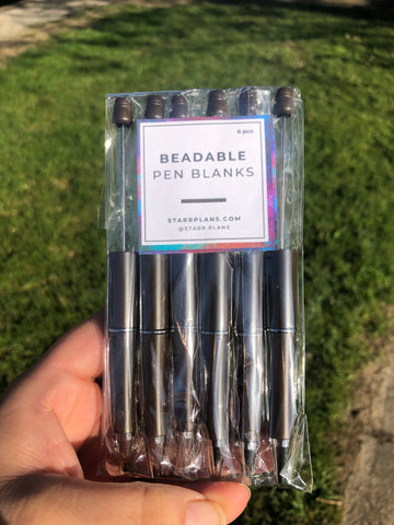 Beadable Plastic Pen Blanks - Dark Chocolate - 6 Pieces