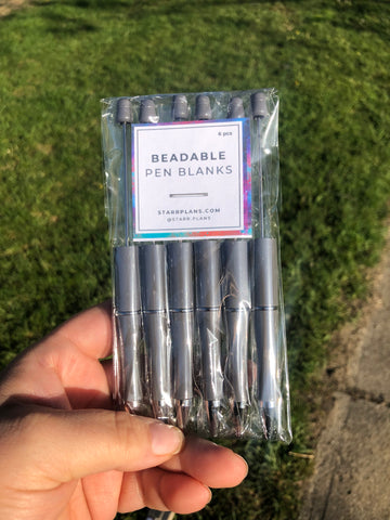 Beadable Plastic Pen Blanks - Gray - 6 Pieces