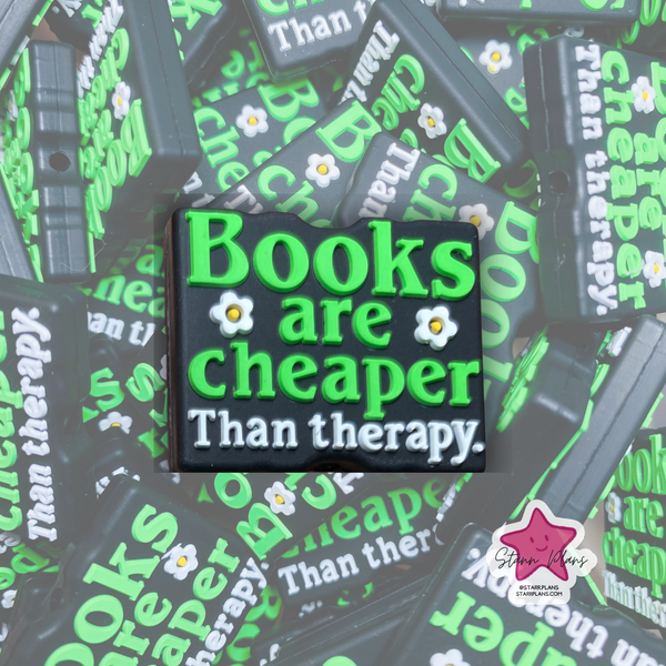Books Are Cheaper Than Therapy Silicone Focal Bead - 48