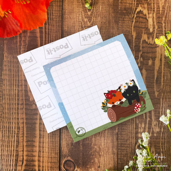 Cottagecore Cat And Fox Sticky Notes