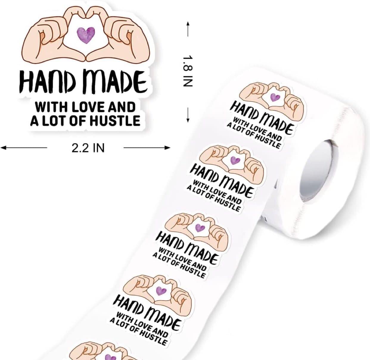 Happy Mail - "Handmade with love and a lot of hustle" label stickers for packages