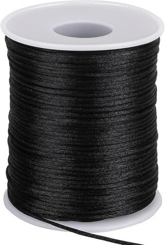 Satin Nylon Cord 1.5 mm.  Black.  Various sizes.