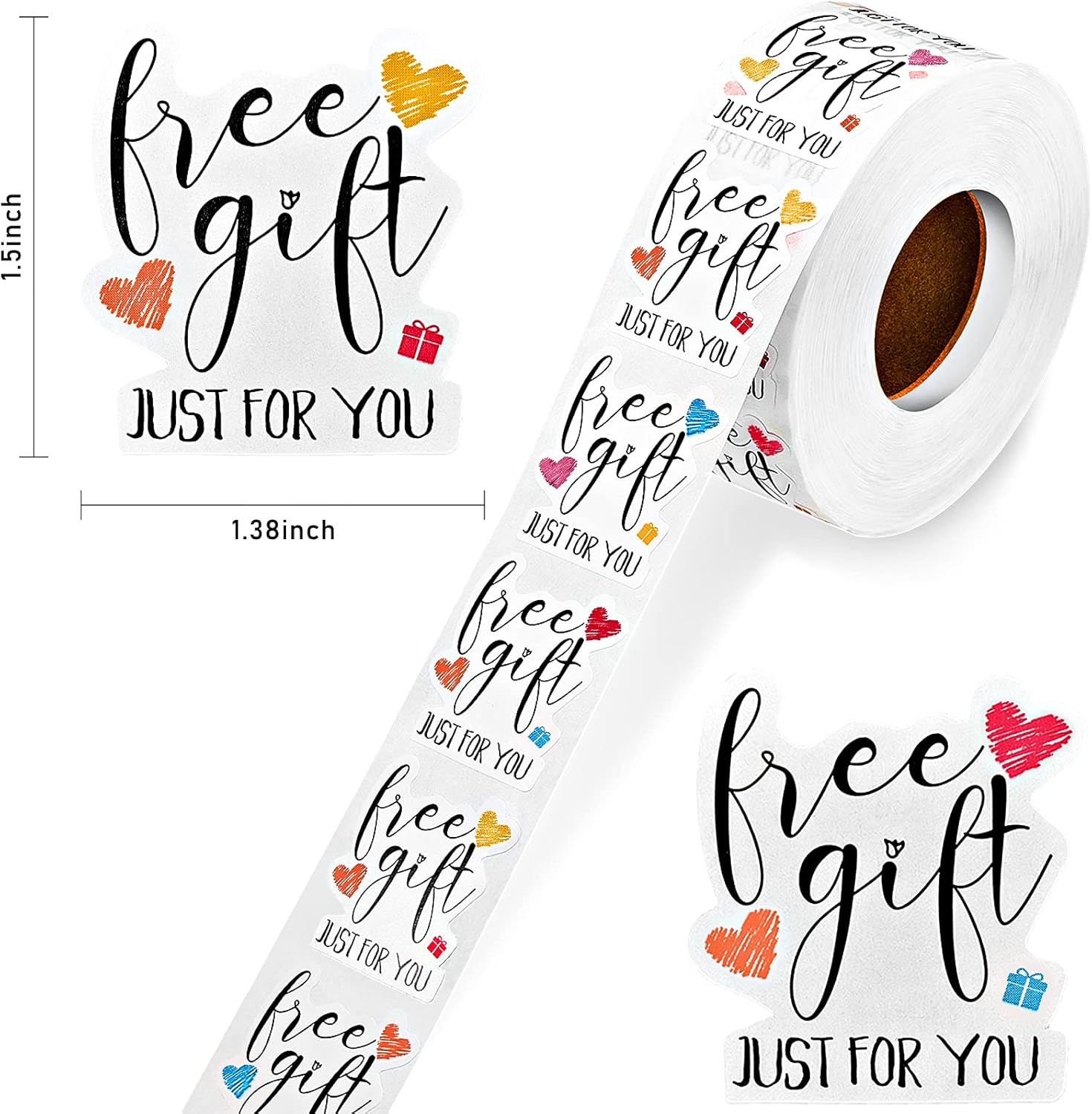 Happy Mail - "Free Gift" with hearts label stickers for packages