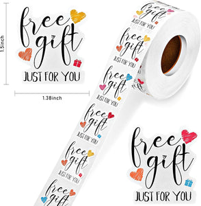 Happy Mail - "Free Gift" with hearts label stickers for packages