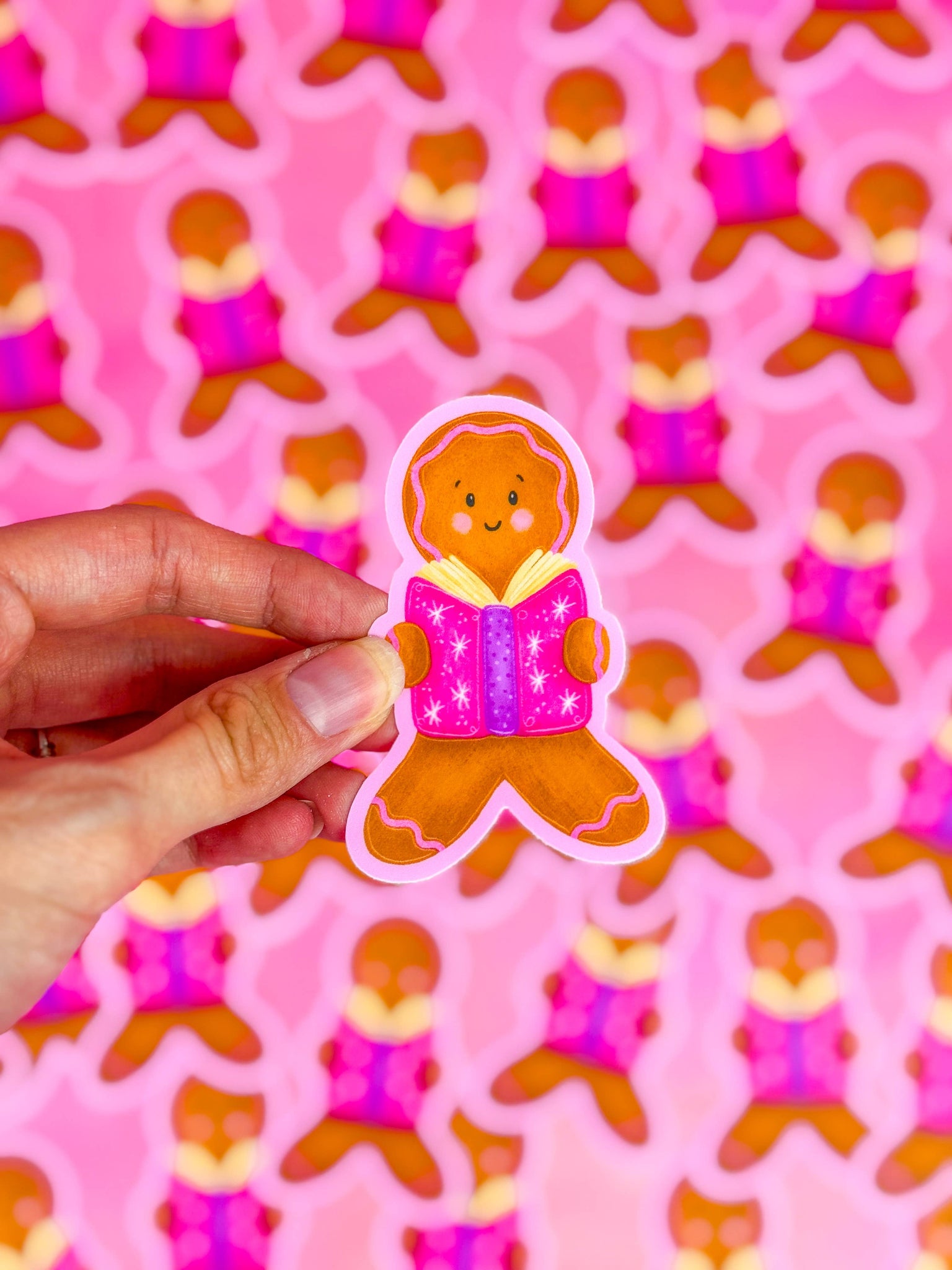 Reading Gingerbread Vinyl Sticker