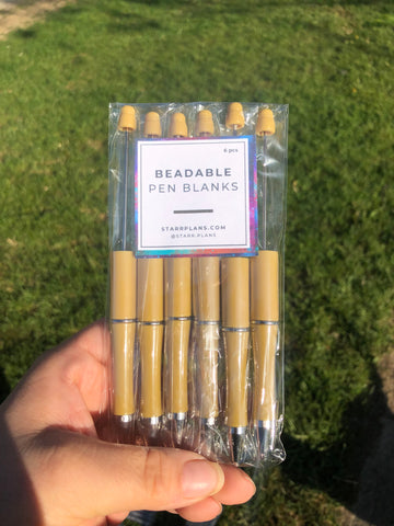 Beadable Plastic Pen Blanks - Honey Mustard - 6 Pieces