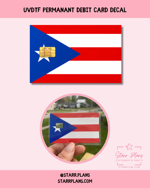 UVDTF Permanent Debit Card Decal - Puerto Rico Flag