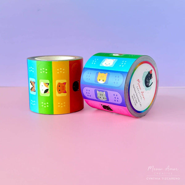 Rainbow Bandage Cats Vinyl Sticker Roll Washi Tape