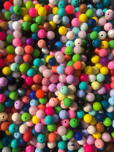 9mm Round Silicone Bead - Various Colors - Randomly Chosen