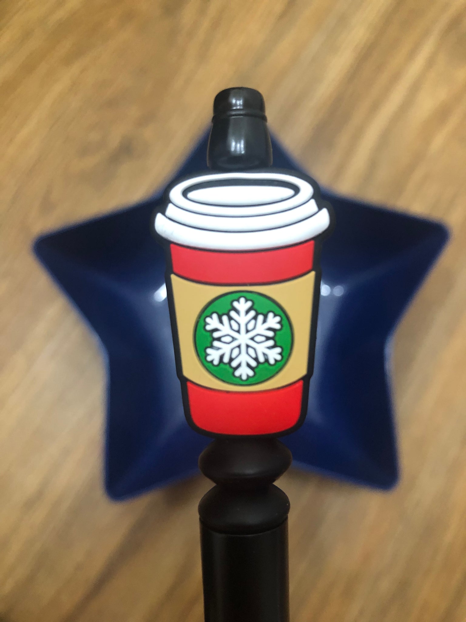 Silicone Focal Beads - Red Coffee Cup with Snowflake