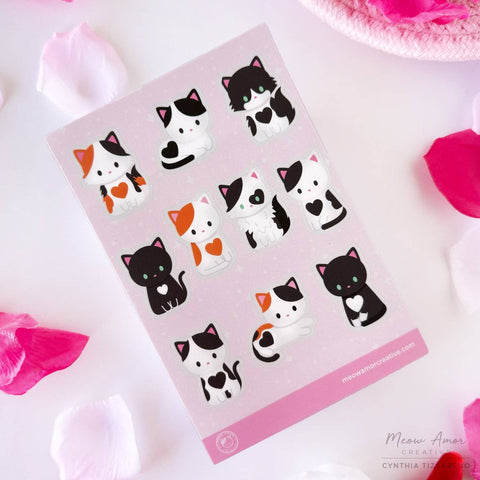 Heart Cats Vinyl Sticker Sheet