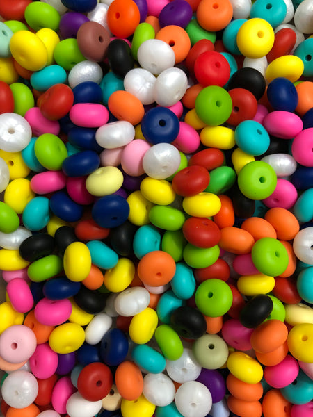 14mm Abacusl Silicone Bead - Various Colors - Randomly Chosen