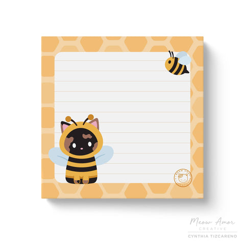 Tortie Bee Cat Sticky Notes