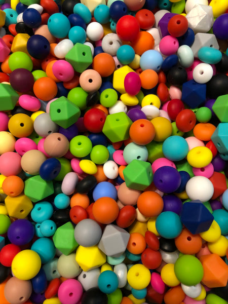 Mixed Size Silicone Bead Mix - Various Colors & Styles - Randomly Chosen