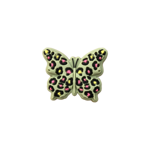 Silicone Focal Beads - Cheetah Print Butterfly - GREEN - 66A