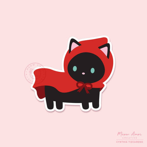 Black Cat Red Riding Hood Vinyl Sticker