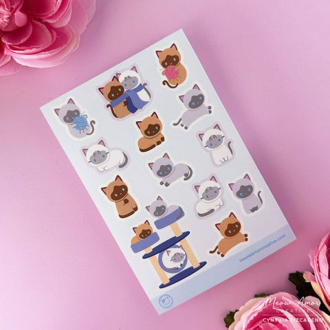 Siamese Cats Vinyl Sticker Sheet