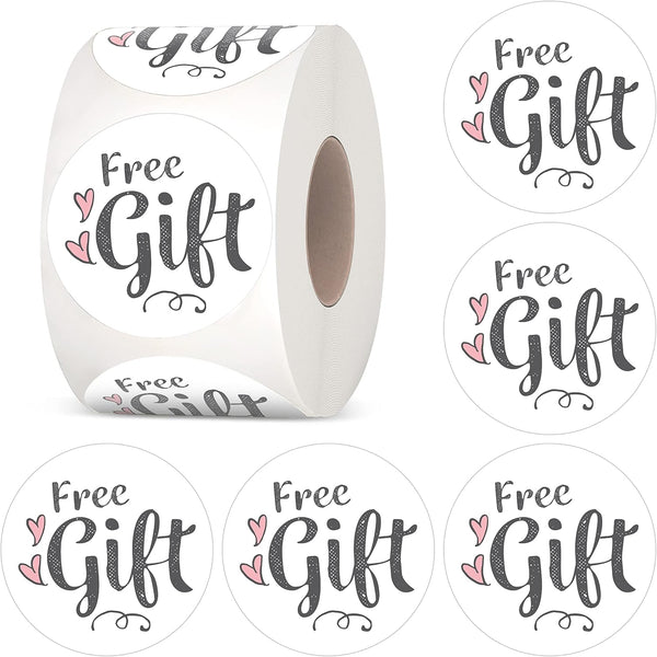 Happy Mail - "Free Gift" with hearts label stickers for packages