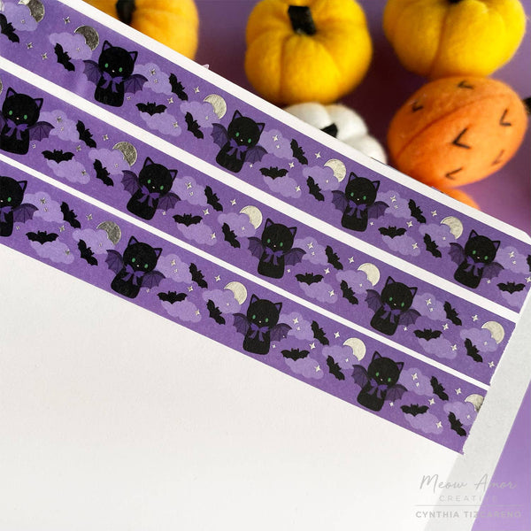 Bat Cat Holographic Foil Washi Tape