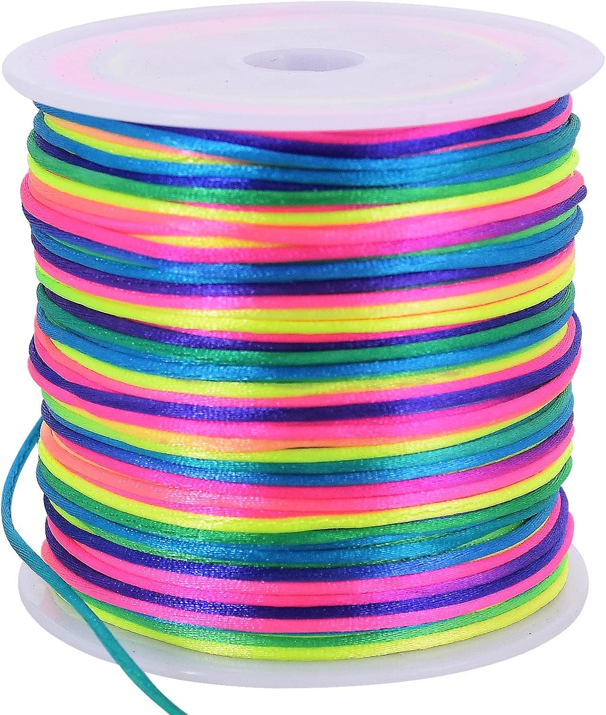 Satin Nylon Cord 1.5 mm.  Rainbow.  Various Lengths