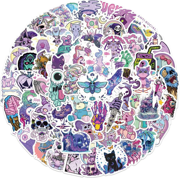 Vinyl Sticker Mix || Pastel Goth - Skull - Kawaii || 25 Pieces