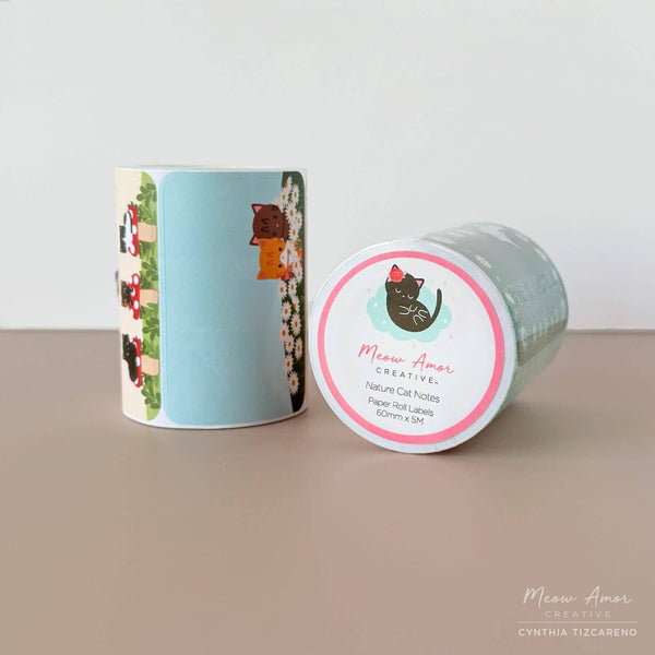 Nature Cats Paper Washi Sticker Roll Labels