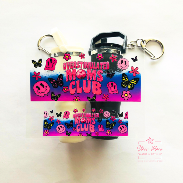 Mini Tumbler UVDTF Decal - Mom - Overstimulated Moms Club Trippy Daisy