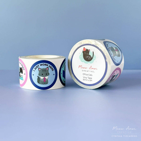 Office Cats Vinyl Sticker Roll Washi Tape
