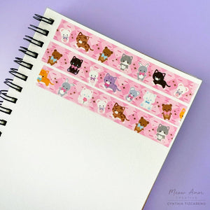 Plushie Cats Gold Foil Washi Tape