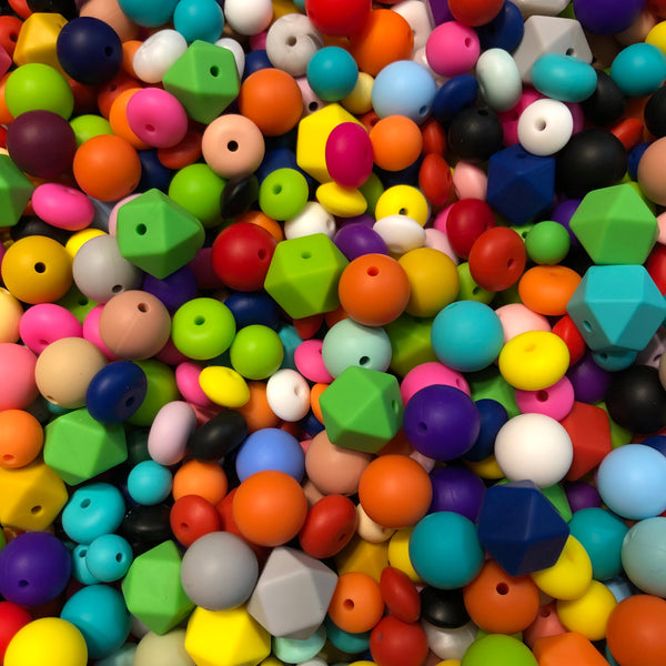Mixed Size Silicone Bead Mix - Various Colors & Styles - Randomly Chosen