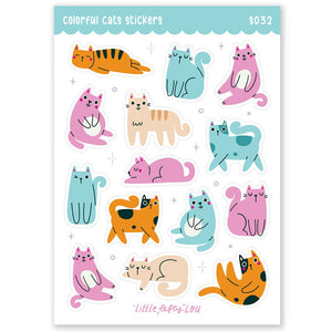 Colorful Cats Waterproof Stickers