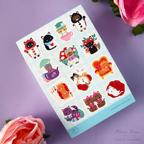 Wonderland Cats Vinyl Sticker Sheet