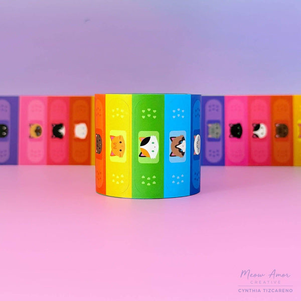 Rainbow Bandage Cats Vinyl Sticker Roll Washi Tape