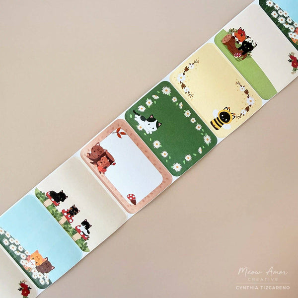 Nature Cats Paper Washi Sticker Roll Labels