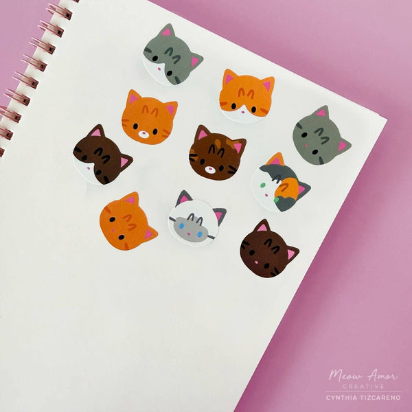 Tabby Cats Vinyl Sticker Roll Washi Tape