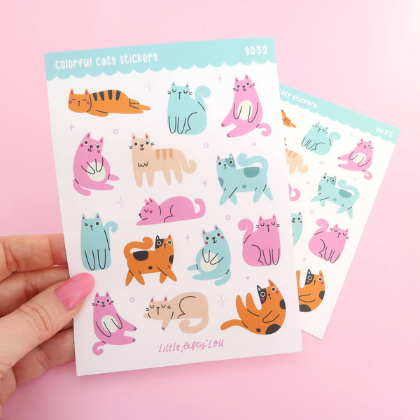 Colorful Cats Waterproof Stickers
