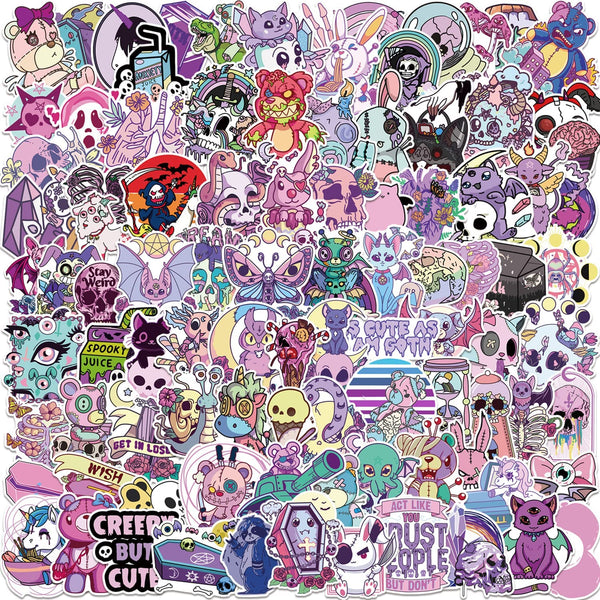 Vinyl Sticker Mix || Pastel Goth - Skull - Kawaii || 25 Pieces